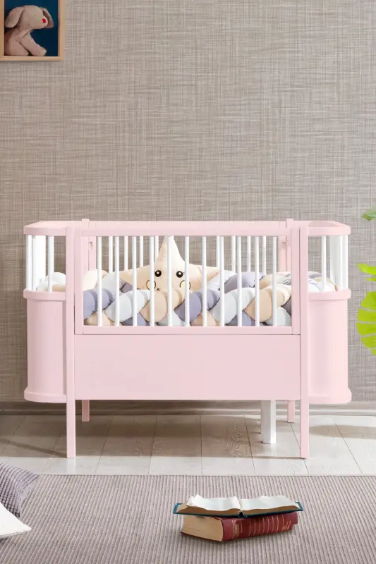 МДФ Кроватка, Трансформирующаяся Кроватка - Розовая 90x130-Розовая - 3