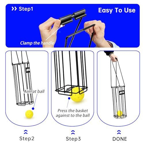 MDTMR Portable Pickleball & Tennis Ball Hopper Basket Picker Upper,Tennis Hopper Basket with Handle for Easy Pickup,Tennis Ball Basket Pickup Hopper for Picking and Storage Training Tool for Ball - 5
