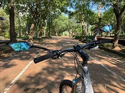 MEACHOW Chizilishga chidamli yangi shisha linza, rulga o'rnatiladigan velosiped oynasi, aylanadigan xavfsiz orqa ko'rinish oynasi, velosiped oynasi, (ko'k o'ng tomon) ME-006RB - 5