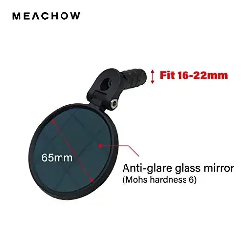 MEACHOW Bar End Bike Mirror [Upgraded Version] Scratch Resistant Glass Lens,HD,Safe Rearview Mirror,ME-001 - Modazone (1)