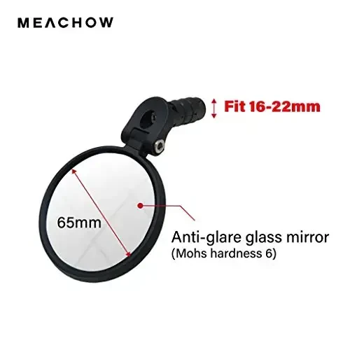 MEACHOW Bar End Bike Mirror [Upgraded Version] Scratch Resistant Glass Lens,HD,Safe Rearview Mirror,ME-001 - MEACHOW (1)