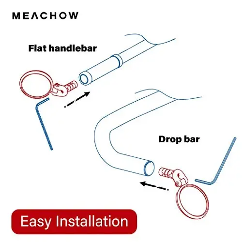 MEACHOW Bar End Bike Mirror [Upgraded Version] Scratch Resistant Glass Lens,HD,Safe Rearview Mirror,ME-001 - 3
