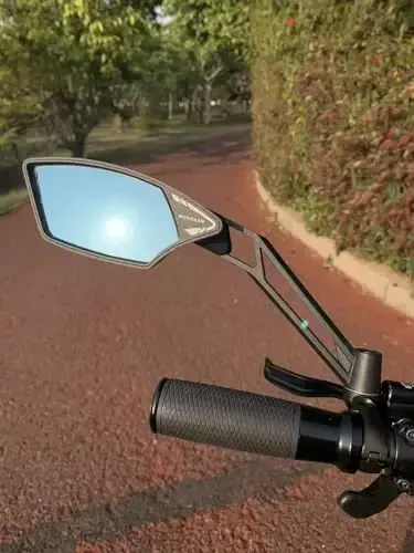 MEACHOW NEW Handlebar Bike Mirror, Scratch Resistant Glass Lens, Ultra-HD, E-bike Mirror, Bicycle Mirror, Rotatable Safe Rearview Mirror, (Blue Left Side) ME-011LB - 5