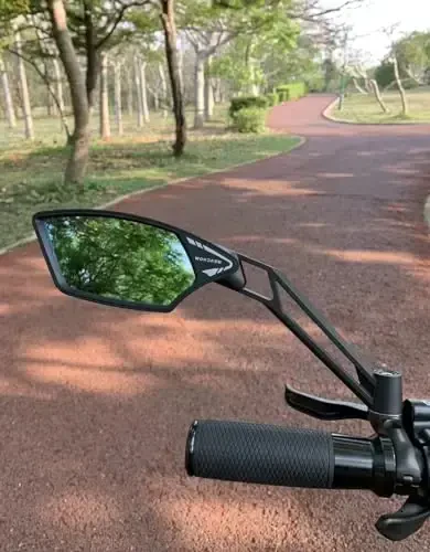 MEACHOW NEW Handlebar Bike Mirror, Scratch Resistant Glass Lens, Ultra-HD, E-bike Mirror, Bicycle Mirror, Rotatable Safe Rearview Mirror, (Blue Left Side) ME-011LB - 6