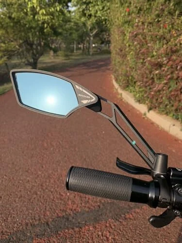 MEACHOW NEW Handlebar Bike Mirror, Scratch Resistant Glass Lens, Ultra-HD, E-bike Mirror, Bicycle Mirror, Rotatable Safe Rearview Mirror, (Silver Left Side) ME-011LS - 5