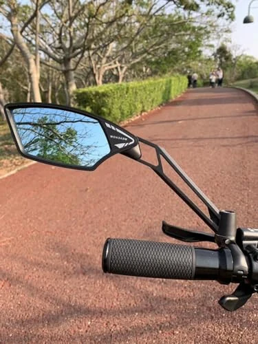MEACHOW NEW Handlebar Bike Mirror, Scratch Resistant Glass Lens, Ultra-HD, E-bike Mirror, Bicycle Mirror, Rotatable Safe Rearview Mirror, (Silver Left Side) ME-011LS - 6