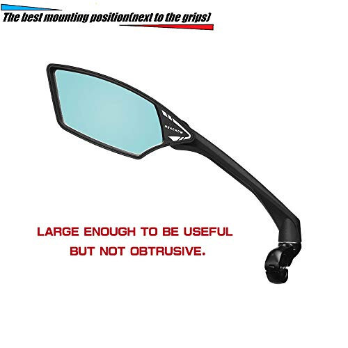 MEACHOW New Scratch Resistant Glass Lens, Handlebar Bike Mirror, Rotatable Safe Rearview Mirror, Bicycle Mirror, (Blue Left Side) ME-006LB - 7