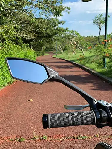 MEACHOW New Scratch Resistant Glass Lens, Handlebar Bike Mirror, Rotatable Safe Rearview Mirror, Bicycle Mirror, (Blue Left Side) ME-006LB - 3
