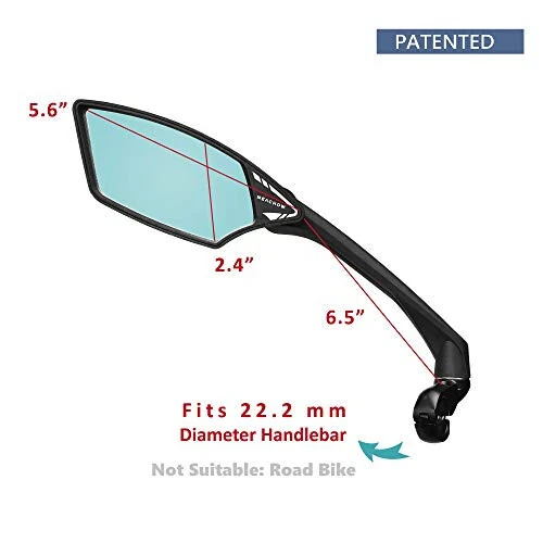MEACHOW New Scratch Resistant Glass Lens, Handlebar Bike Mirror, Rotatable Safe Rearview Mirror, Bicycle Mirror, (Blue Left Side) ME-006LB - 6