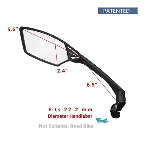 MEACHOW New Scratch Resistant Glass Lens,Handlebar Bike Mirror, Rotatable Safe Rearview Mirror, Bicycle Mirror, (Blue Left Side) ME-006LB - 6