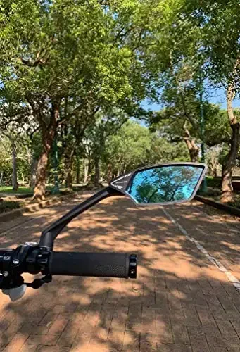 MEACHOW New Scratch Resistant Glass Lens,Handlebar Bike Mirror, Rotatable Safe Rearview Mirror, Bicycle Mirror, (Blue Right Side) ME-006RB - 4