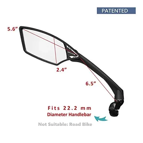MEACHOW New Scratch Resistant Glass Lens,Handlebar Bike Mirror, Rotatable Safe Rearview Mirror, Bicycle Mirror, (Silver Left Side) ME-006LS - 6