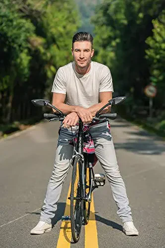 MEACHOW Yangi Chizilishga Chidamli Shisha Linzasi, Rulda Velosiped Ko'zgusi, Aylantiruvchi Xavfsiz Orqa Ko'zgu, Velosiped Ko'zgusi, (Kumush O'ng Tomon) ME-006RS - 4