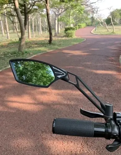 MEACHOW yangi rul velosiped oynasi, tirnalishga chidamli shisha linzalari, Ultra-HD, E-velosiped oynasi, velosiped oynasi, aylanadigan xavfsiz orqa ko'rinish oynasi, (ko'k chap tomon) ME-011LB - 6