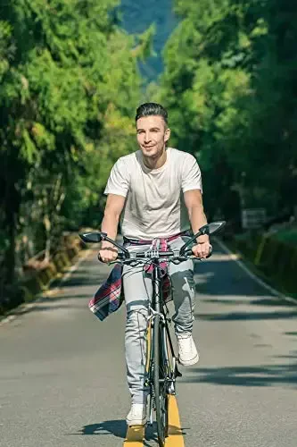 MEACHOW yangi tirnalishga chidamli shisha linzali, rulga o'rnatiladigan velosiped oynasi, aylanadigan xavfsiz orqa ko'rinish oynasi, velosiped oynasi, (ko'k chap tomon) ME-006LB - 4