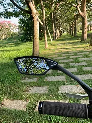 MEACHOW New Scratch Resistant Glass Lens,Handlebar Bike Mirror, Rotatable Safe Rearview Mirror, Bicycle Mirror, (Blue Left Side) ME-006LB - 3