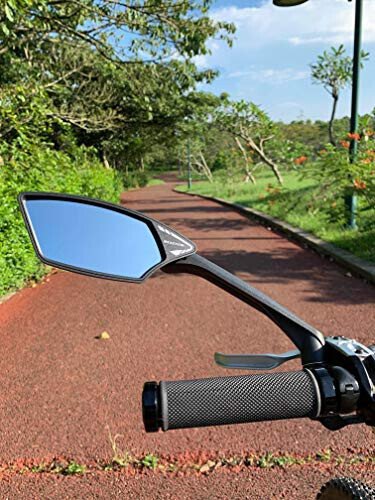 MEACHOW New Scratch Resistant Glass Lens,Handlebar Bike Mirror, Rotatable Safe Rearview Mirror, Bicycle Mirror, (Blue Left Side) ME-006LB - 3