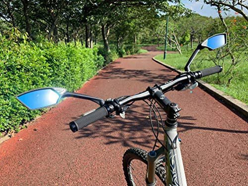 MEACHOW New Scratch Resistant Glass Lens,Handlebar Bike Mirror, Rotatable Safe Rearview Mirror, Bicycle Mirror, (Blue Left Side) ME-006LB - 5