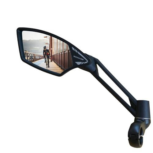 MEACHOW NEW Handlebar Bike Mirror, Scratch Resistant Glass Lens, Ultra-HD, E-bike Mirror, Bicycle Mirror, Rotatable Safe Rearview Mirror, (Silver Left Side) ME-011LS - 1