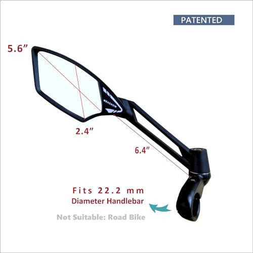 MEACHOW NEW Handlebar Bike Mirror, Scratch Resistant Glass Lens, Ultra-HD, E-bike Mirror, Bicycle Mirror, Rotatable Safe Rearview Mirror, (Silver Left Side) ME-011LS - 2