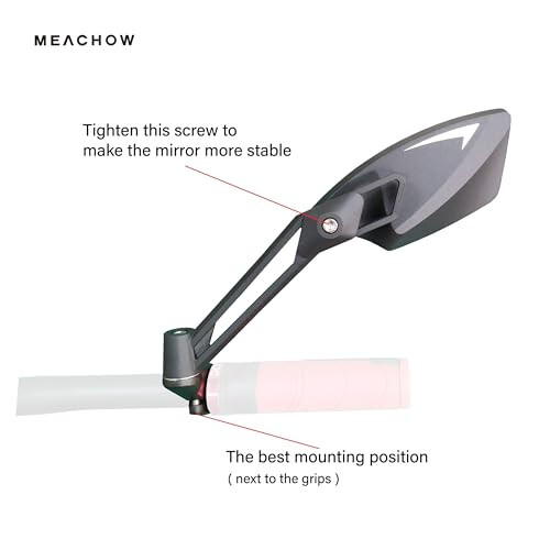 MEACHOW NEW Handlebar Bike Mirror, Scratch Resistant Glass Lens, Ultra-HD, E-bike Mirror, Bicycle Mirror, Rotatable Safe Rearview Mirror, (Silver Left Side) ME-011LS - 3