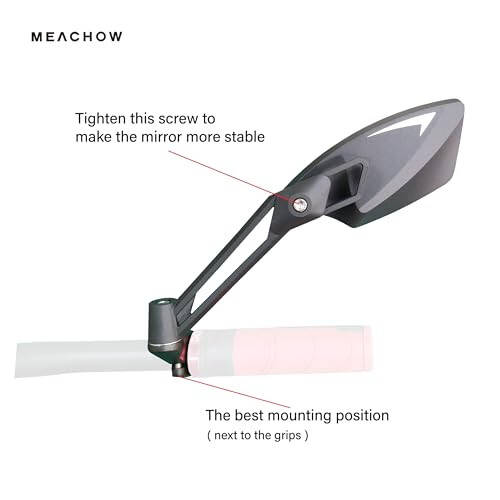 MEACHOW NEW Handlebar Bike Mirror, Scratch Resistant Glass Lens, Ultra-HD, E-bike Mirror, Bicycle Mirror, Rotatable Safe Rearview Mirror, (Silver Left Side) ME-011LS - 3