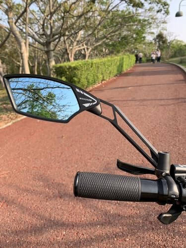 MEACHOW NEW Handlebar Bike Mirror, Scratch Resistant Glass Lens, Ultra-HD, E-bike Mirror, Bicycle Mirror, Rotatable Safe Rearview Mirror, (Silver Left Side) ME-011LS - 6