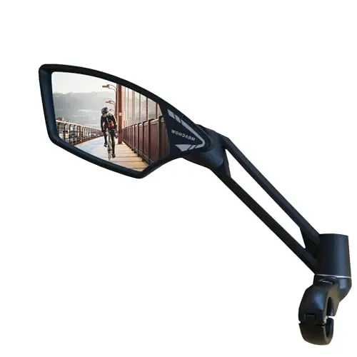 MEACHOW NEW Handlebar Bike Mirror, Scratch Resistant Glass Lens, Ultra-HD, E-bike Mirror, Bicycle Mirror, Rotatable Safe Rearview Mirror, (Silver Left Side) ME-011LS 