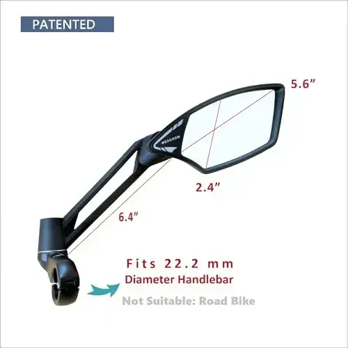 MEACHOW NEW Handlebar Bike Mirror, Scratch Resistant Glass Lens, Ultra-HD, E-bike Mirror, Bicycle Mirror, Rotatable Safe Rearview Mirror, (Silver Right Side) ME-011RS - 2