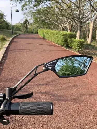 MEACHOW NEW Handlebar Bike Mirror, Scratch Resistant Glass Lens, Ultra-HD, E-bike Mirror, Bicycle Mirror, Rotatable Safe Rearview Mirror, (Silver Right Side) ME-011RS - 5