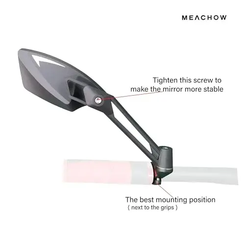MEACHOW NEW Handlebar Bike Mirror, Scratch Resistant Glass Lens, Ultra-HD, E-bike Mirror, Bicycle Mirror, Rotatable Safe Rearview Mirror, (Silver Right Side) ME-011RS - 3