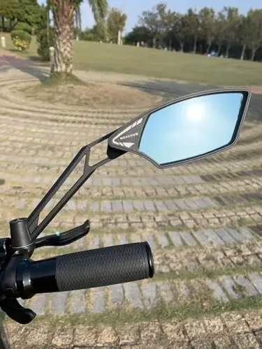 MEACHOW NEW Handlebar Bike Mirror, Scratch Resistant Glass Lens, Ultra-HD, E-bike Mirror, Bicycle Mirror, Rotatable Safe Rearview Mirror, (Silver Right Side) ME-011RS - 4