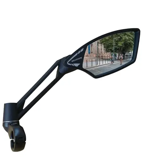 MEACHOW NEW Handlebar Bike Mirror, Scratch Resistant Glass Lens, Ultra-HD, E-bike Mirror, Bicycle Mirror, Rotatable Safe Rearview Mirror, (Silver Right Side) ME-011RS 