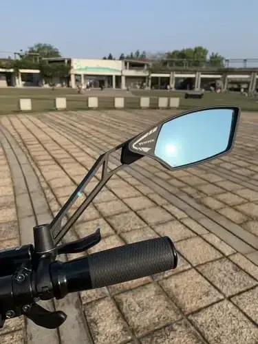MEACHOW NEW Handlebar Bike Mirror, Scratch Resistant Glass Lens, Ultra-HD, E-bike Mirror, Bicycle Mirror, Rotatable Safe Rearview Mirror, (Blue Right Side) ME-011RB - 4