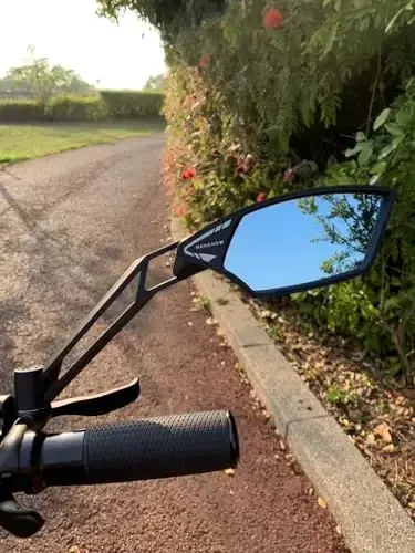 MEACHOW NEW Handlebar Bike Mirror, Scratch Resistant Glass Lens, Ultra-HD, E-bike Mirror, Bicycle Mirror, Rotatable Safe Rearview Mirror, (Blue Right Side) ME-011RB - 5