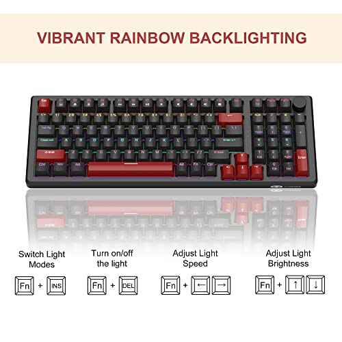 Mechanical Gaming Keyboard and Mouse, MageGee STAR98 Rainbow LED Backlit Wired Gaming Keyboard with Red Switches, 7-Color Breathing PC Gaming Mouse for Computer, Windows, Laptop (Black) - 2