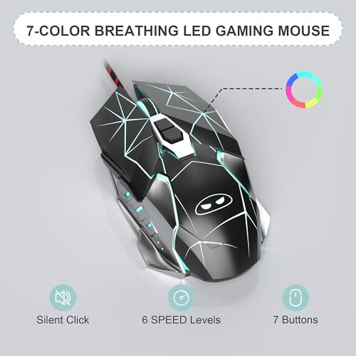 Mechanical Gaming Keyboard and Mouse, MageGee STAR98 Rainbow LED Backlit Wired Gaming Keyboard with Red Switches, 7-Color Breathing PC Gaming Mouse for Computer, Windows, Laptop (Black) - 6