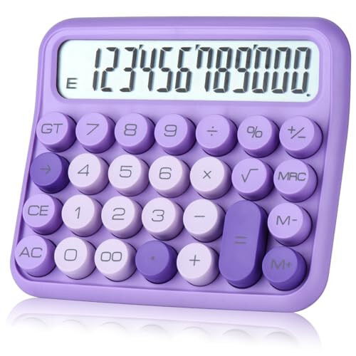 Mechanical Switch Calculator, 12 Digits, Large LCD Display, Pink Calculator Big Buttons, Mechanical Calculator, Calculators Desktop Calculator, Cute Calculator,for Everyday Life and Basic Office Work - 1