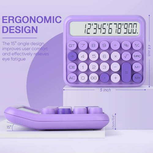 Mechanical Switch Calculator, 12 Digits, Large LCD Display, Pink Calculator Big Buttons, Mechanical Calculator, Calculators Desktop Calculator, Cute Calculator,for Everyday Life and Basic Office Work - 2