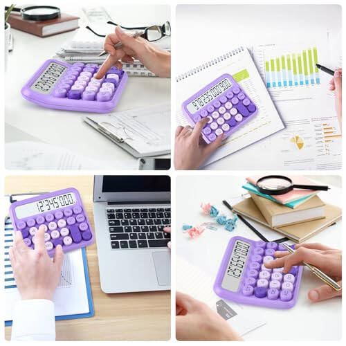 Mechanical Switch Calculator, 12 Digits, Large LCD Display, Pink Calculator Big Buttons, Mechanical Calculator, Calculators Desktop Calculator, Cute Calculator,for Everyday Life and Basic Office Work - 3