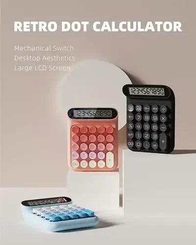 Mechanical Switch Calculator, JS05, Basic 10-Digit Desktop Calculator for Office, School, Home, Business Use (Pink) - 1