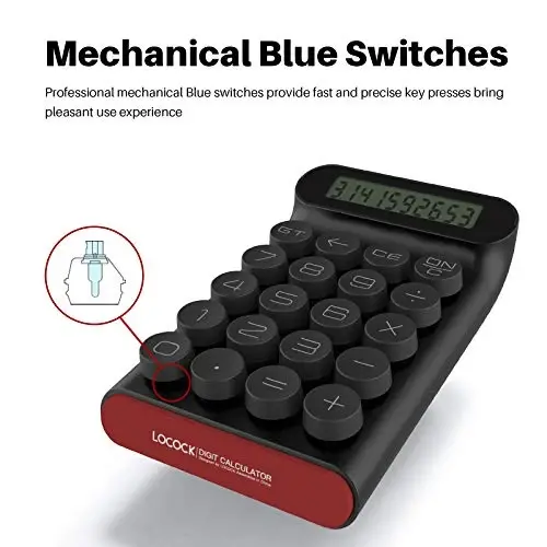 Mechanical Switch Calculator,Handheld for Daily and Basic Office,10 Digit Large LCD Display (Black) - 3