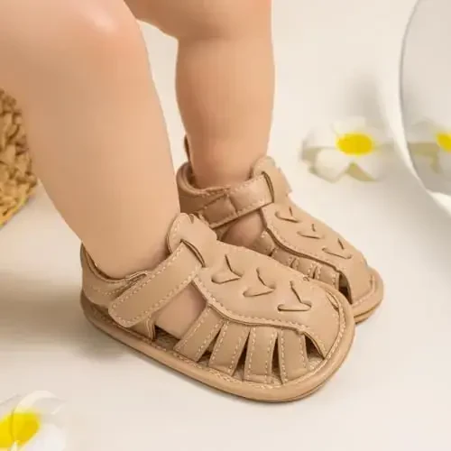 Meckior Baby Infant Boy Girl Sandals Newborn Non-Slip Soft Rubber Sole Sandals for Baby Boys Open-Toe Outdoor Casual Summer First Walkers Shoes - 3