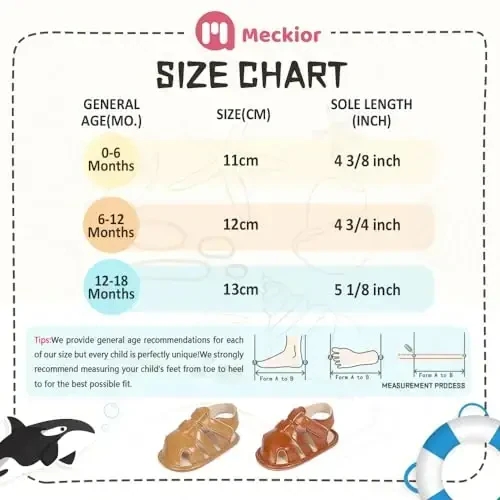 Meckior Baby Infant Boy Girl Sandals Newborn Non-Slip Soft Rubber Sole Sandals for Baby Boys Open-Toe Outdoor Casual Summer First Walkers Shoes - 6