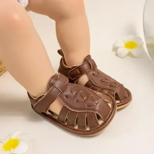 Meckior Baby Infant Boy Girl Sandals Newborn Non-Slip Soft Rubber Sole Sandals for Baby Boys Open-Toe Outdoor Casual Summer First Walkers Shoes - 3