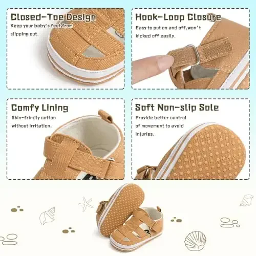 Meckior Baby Infant Boy Girl Sandals Newborn Non-Slip Soft Rubber Sole Sandals for Baby Boys Open-Toe Outdoor Casual Summer First Walkers Shoes - 5