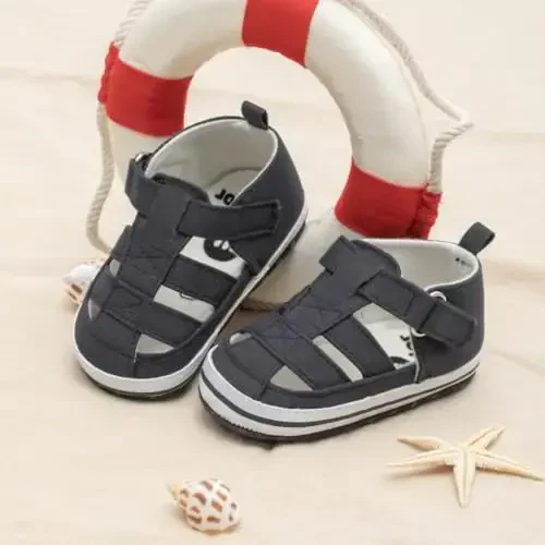 Meckior Baby Infant Boy Girl Sandals Newborn Non-Slip Soft Rubber Sole Sandals for Baby Boys Open-Toe Outdoor Casual Summer First Walkers Shoes - 4