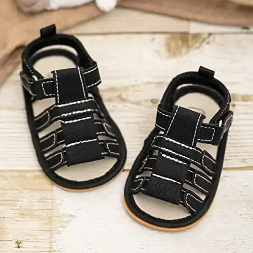 Meckior Baby Infant Boy Girl Sandals Newborn Non-Slip Soft Rubber Sole Sandals for Baby Boys Open-Toe Outdoor Casual Summer First Walkers Shoes - 4