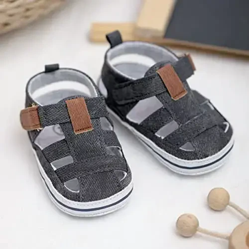 Meckior Baby Infant Boy Girl Sandals Newborn Non-Slip Soft Rubber Sole Sandals for Baby Boys Open-Toe Outdoor Casual Summer First Walkers Shoes - 4