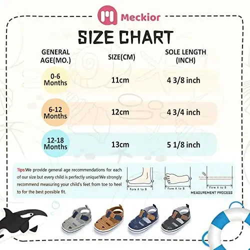 Meckior Baby Infant Boy Girl Sandals Newborn Non-Slip Soft Rubber Sole Sandals for Baby Boys Open-Toe Outdoor Casual Summer First Walkers Shoes - 6